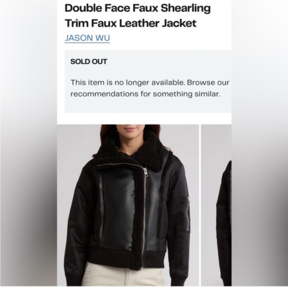 NWT Jason Wu Faux Shearling Bomber Size XS